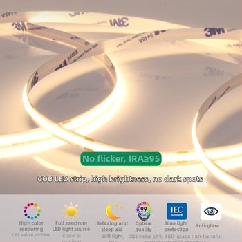 COB LED niskonaponska samoljepljiva fleksibilna LED traka za stropne kanale, linearno osvjetljenje s dvostrukom temperaturom boje i inteligentnim upravljanjem
