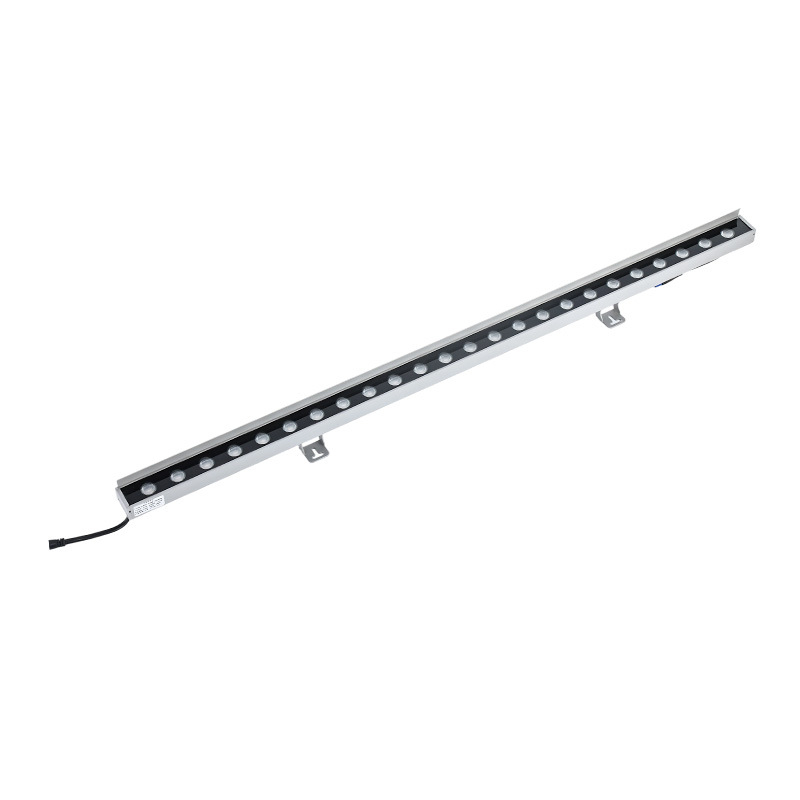 Vonkajšie LED svetlo na umývanie fasády budovy, RGB vodotesný lineárny LED pás, hliníkové puzdro, IP66, stmievateľné cez externé ovládanie, dĺžka 1000 mm, výška 24 mm, šírka 38 mm