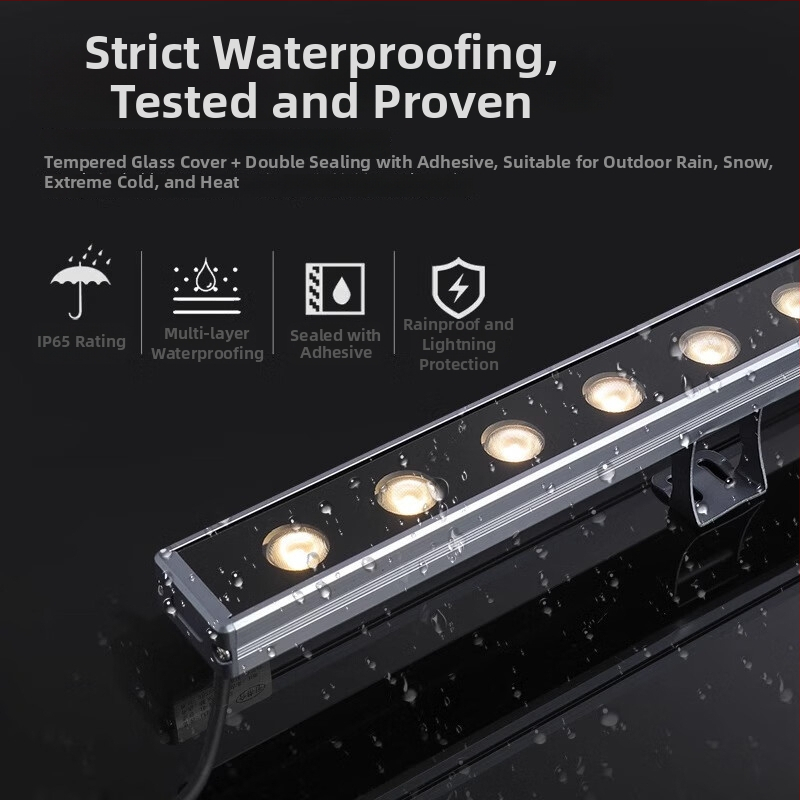 LED nízkonapäťový RGB svetelný pás pre umývanie stien, 24W, vonkajšie vodotesné lineárne osvetlenie fasády, farebné