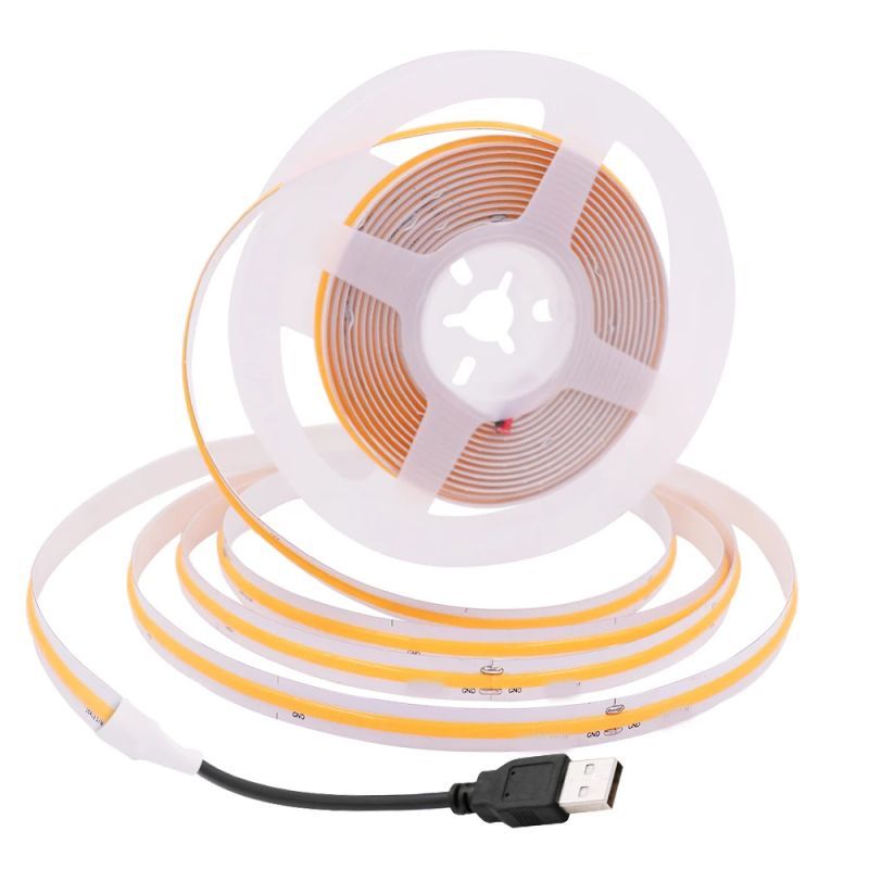 COB LED trak, 5V USB napajanje, širina 8 mm, duljina 1 m, 252 COB LED, CRI 90, unutarnja rasvjeta, 180° snop, nije vodootporan