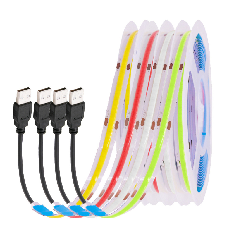 COB LED trak, 5V USB napajanje, širina 8 mm, duljina 1 m, 252 COB LED, CRI 90, unutarnja rasvjeta, 180° snop, nije vodootporan
