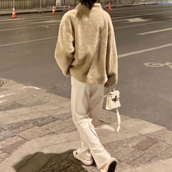 Ženski zimski kaput s umjetnom mink kožom i stojećim ovratnikom, lagani luksuzni casual stil