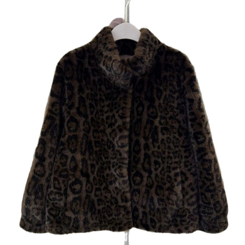 Nova ženski kaput od umjetne norke s leopardnim uzorkom za jesen i zimu, topla i elegantna za posao i fotografiranje, s stojećim ovratnikom.