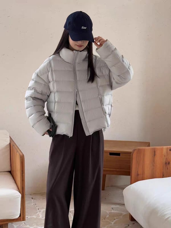 Ženska lagana jakna od perja bijele patke, stojeći ovratnik, gradski stil, zima 2025
