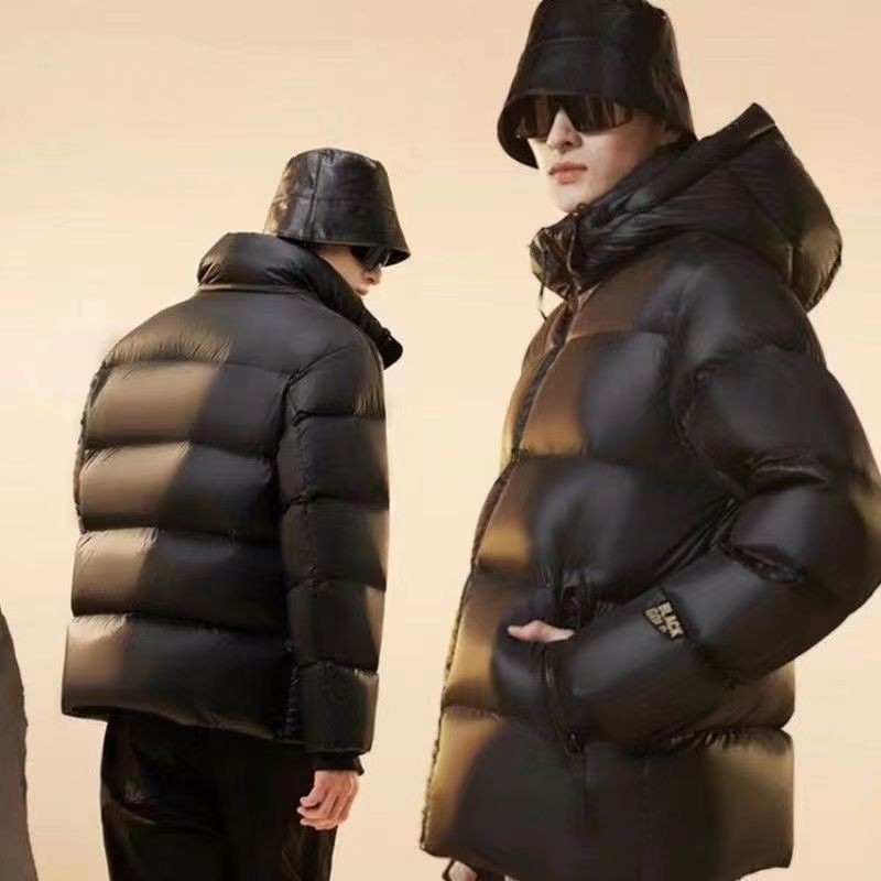 Crna ženska jakna s kapuljačom od perja, kratka, debela, topla, gradski stil, elegantan casual