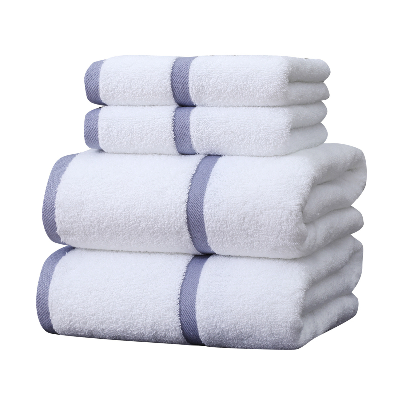 Hotelski ručnik od 100% pamuka, bijeli, debeli, luksuzni za hotele, pansione, apartmane, spa i klubove; s izvezenim logom; mekan