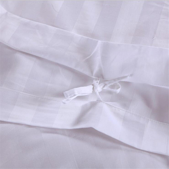 3 cm széles szaténcsíkos ágyneműkészlet, fehér, 4 darab, 100% pamut, hotelszintű