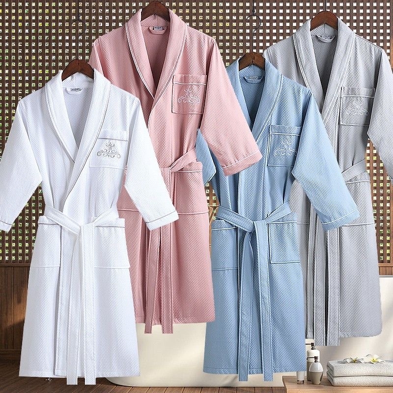 Pet zvjezdani hotelski ogrtač za salone ljepote, unisex, 100% pamuk, upijajući, brzo suši, cjelogodišnji dugi ogrtač za parove