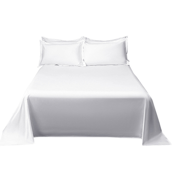 Bijeli pamučni saten posteljni list, za jednokrevetne krevete, 180 cm x 200–220 cm, moderni minimalistički stil