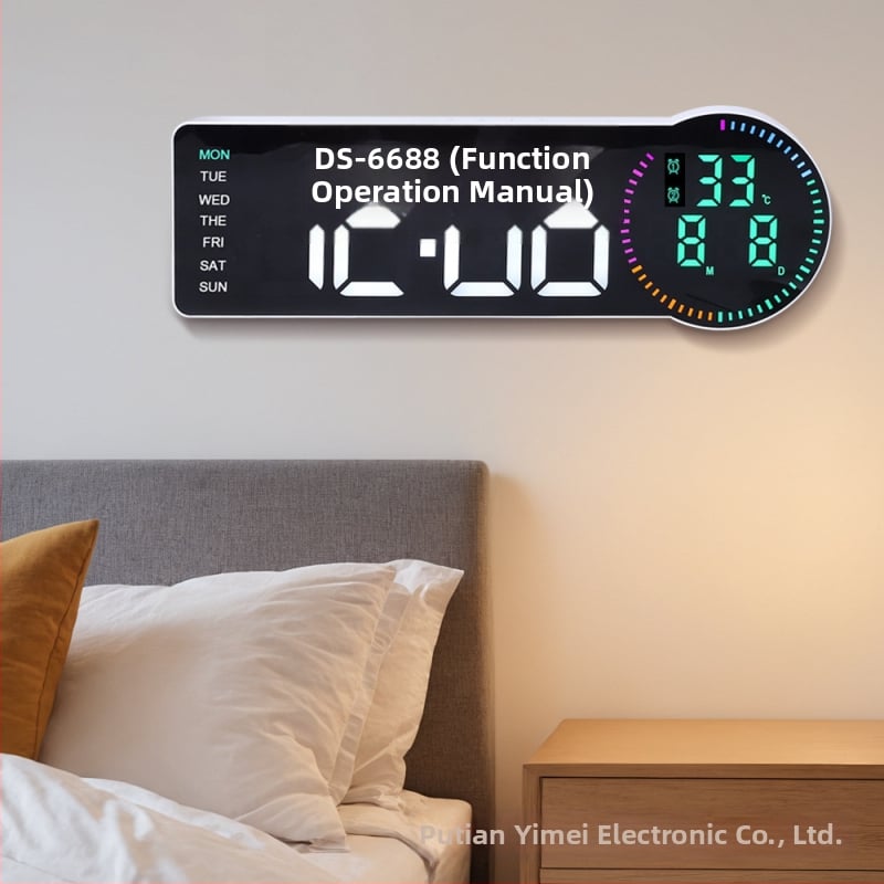 Višefunkcijski LED zidni sat s velikim zaslonom, digitalnim alarmom, termometrom i kalendarom – Model 6688
