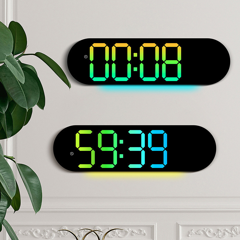 Zidni sat s velikim LED zaslonom, višenamjenski digitalni RGB sat koji mijenja boje, model 6666R
