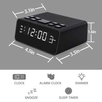 LED budilica-radio, stolni, s digitalnim zaslonom, dvostruki alarm AM/FM