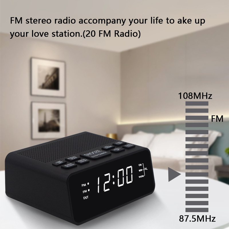 LED budilica-radio, stolni, s digitalnim zaslonom, dvostruki alarm AM/FM