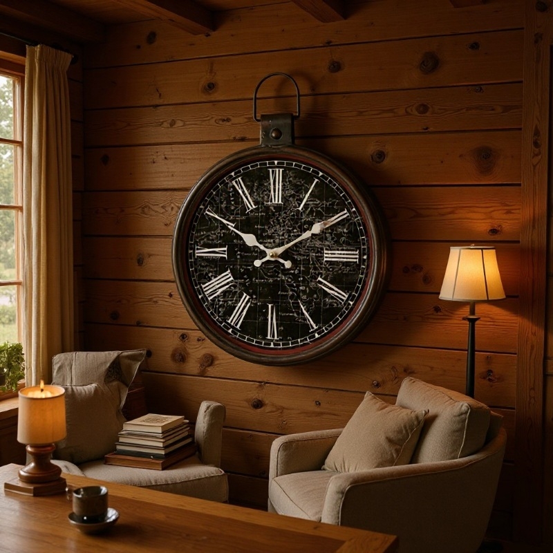 Zidni sat Nordic retro, metalni, tih hod, vintage dekor za dnevni boravak u američkom country stilu