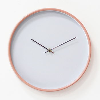 Metalni zidni sat, 12 inča (30 cm), minimalistički modern dizajn, tih rad, sivo-ružičasta boja, korejsko-europsko-japanski stil