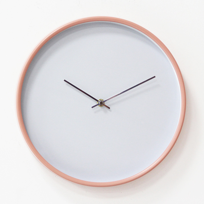 Metalni zidni sat, 12 inča (30 cm), minimalistički modern dizajn, tih rad, sivo-ružičasta boja, korejsko-europsko-japanski stil