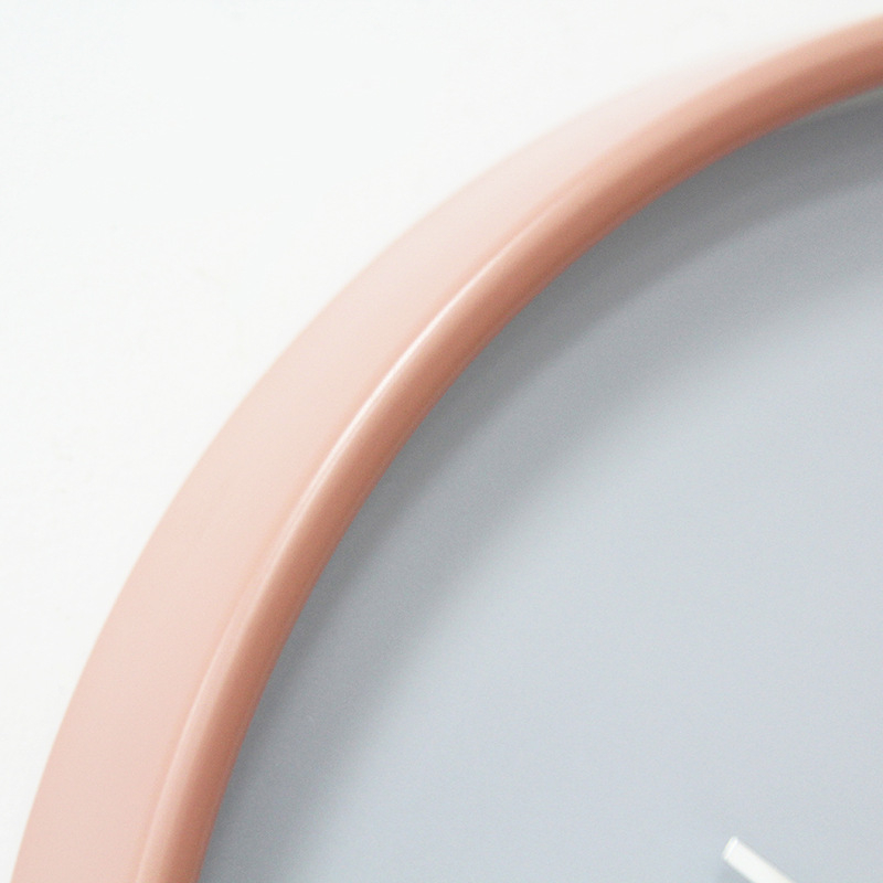 Metalni zidni sat, 12 inča (30 cm), minimalistički modern dizajn, tih rad, sivo-ružičasta boja, korejsko-europsko-japanski stil