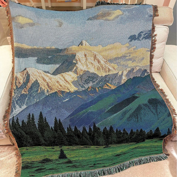 Gongga Snow Mountain — pamukov goblen, nordijskog stila, za kauč, zidnu dekoraciju i pokrivač za krevet