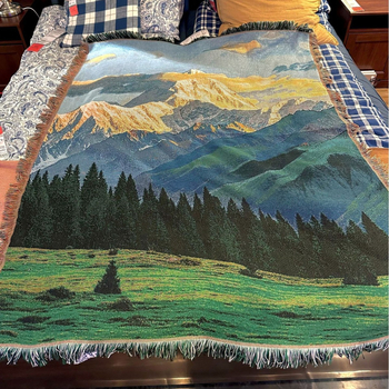 Gongga Snow Mountain — pamukov goblen, nordijskog stila, za kauč, zidnu dekoraciju i pokrivač za krevet
