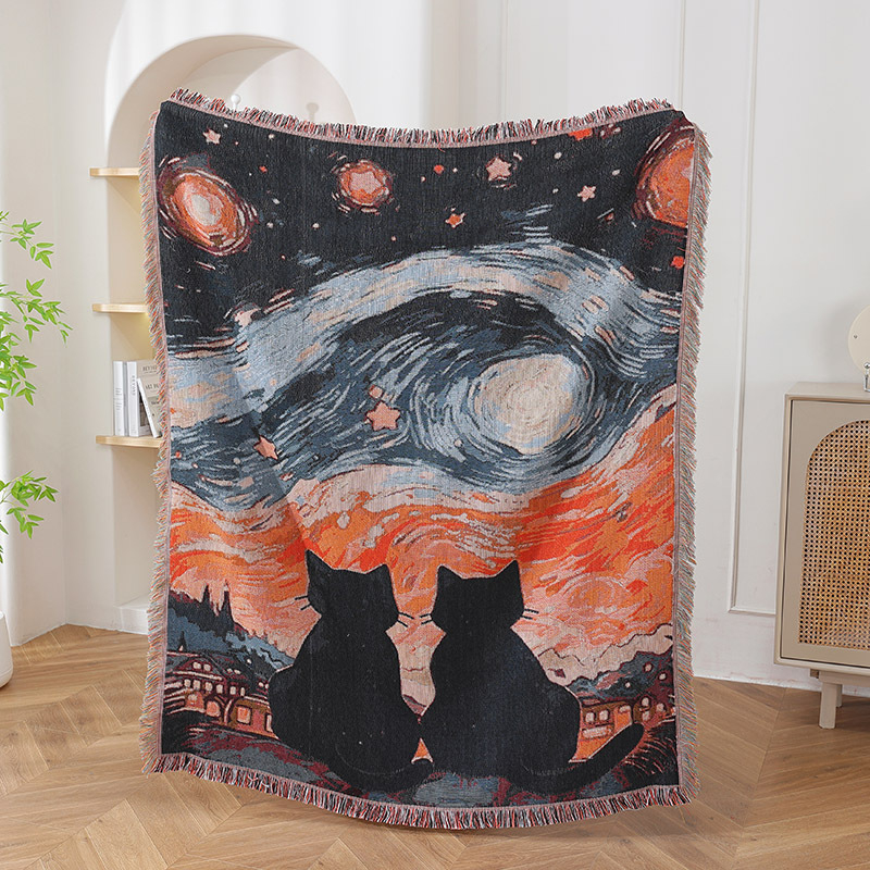Galaxy Love Cat kamperska deka – višenamjenska deka za piknik, tapiserija i navlaka za kauč