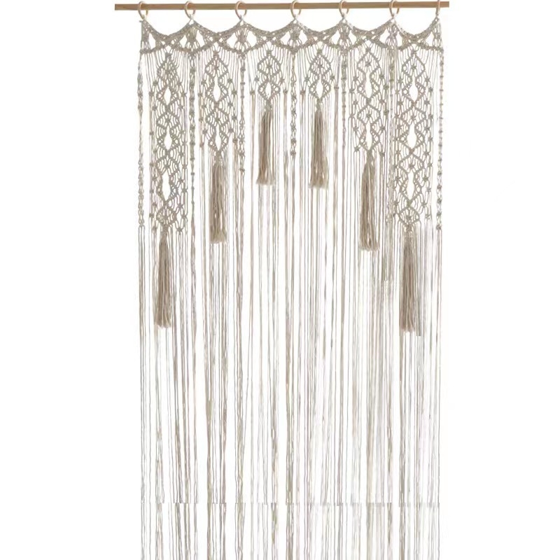Ručna tkanina zavjesa za vrata, boemski stil, vlakna od pamuka, proziran dekorativni goblen za dom