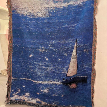 DIY tapiserija s morskim krajolikom za zid, dekorativna slika, prekrivač za kauč, pokrivač za krevet