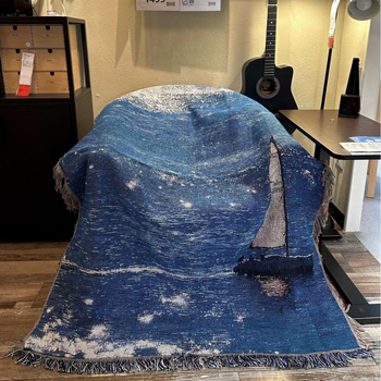DIY tapiserija s morskim krajolikom za zid, dekorativna slika, prekrivač za kauč, pokrivač za krevet