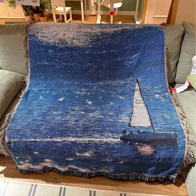 DIY tapiserija s morskim krajolikom za zid, dekorativna slika, prekrivač za kauč, pokrivač za krevet