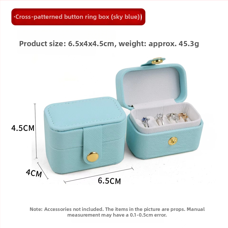 Mini prenosna kutija za nakit, kompaktna kutija za skladištenje nakita, mala kutija za prstene, PU koža, elegantan dizajn