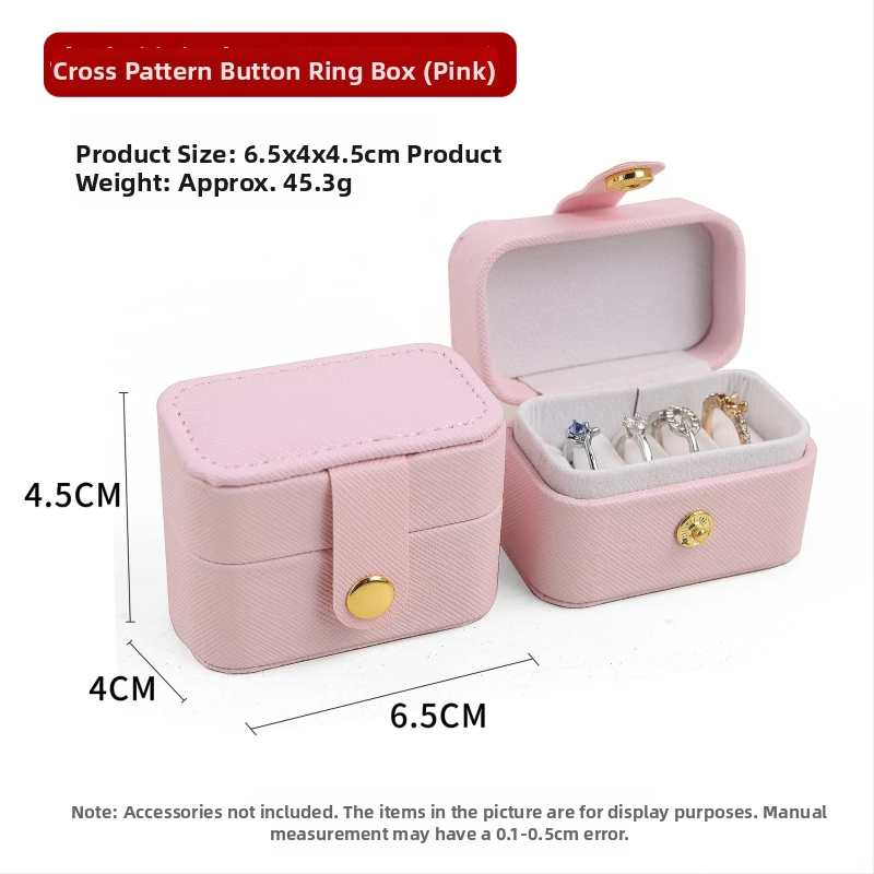 Mini prenosna kutija za nakit, kompaktna kutija za skladištenje nakita, mala kutija za prstene, PU koža, elegantan dizajn