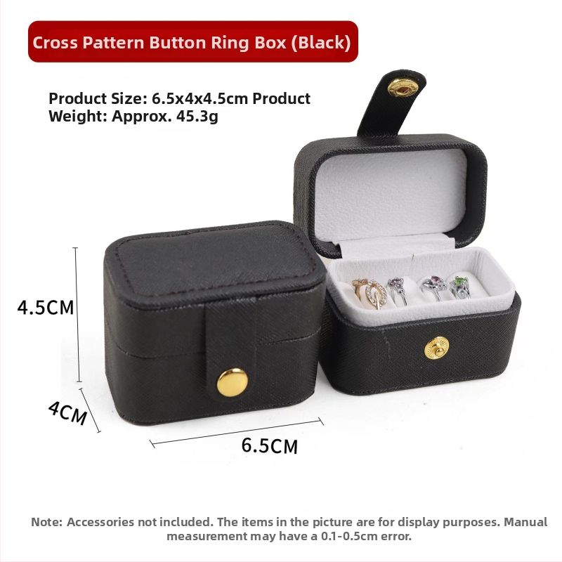 Mini prenosna kutija za nakit, kompaktna kutija za skladištenje nakita, mala kutija za prstene, PU koža, elegantan dizajn