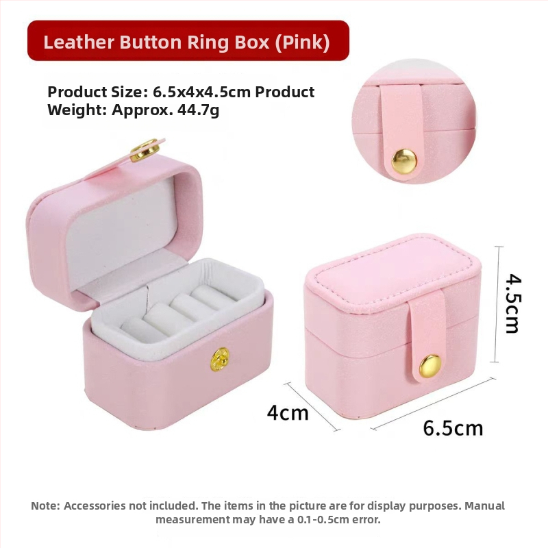 Mini prenosna kutija za nakit, kompaktna kutija za skladištenje nakita, mala kutija za prstene, PU koža, elegantan dizajn