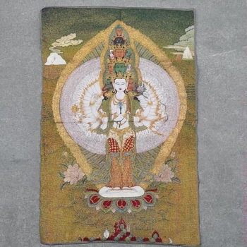 Retro brokatna Thangka vezena slika na tkanini s tibetanskim zlatnim slovima