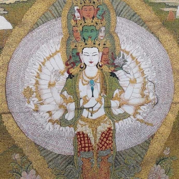 Retro brokatna Thangka vezena slika na tkanini s tibetanskim zlatnim slovima