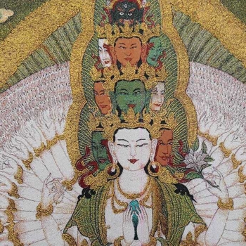 Retro brokatna Thangka vezena slika na tkanini s tibetanskim zlatnim slovima