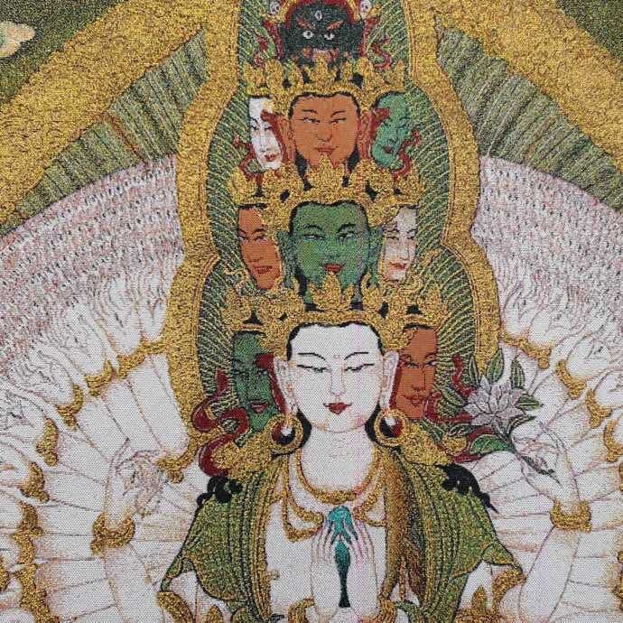 Retro brokatna Thangka vezena slika na tkanini s tibetanskim zlatnim slovima