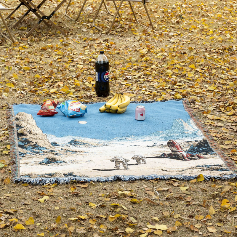 Deka s geometrijskim uzorkom od poliestera i pamuka, 130×160 cm, za sve sezone, crtani stil, boja: međuzvjezdana divljina, prilagodljiva tapiserija za kauč