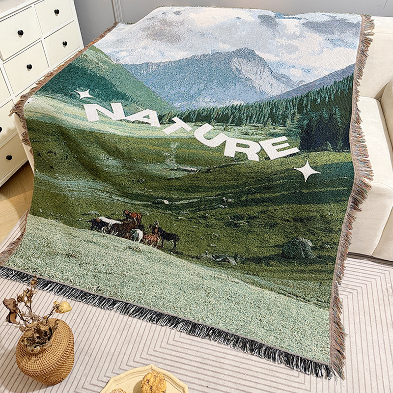 Prirodni krajolik Jacquard gobelin ćebe za kauč i ured