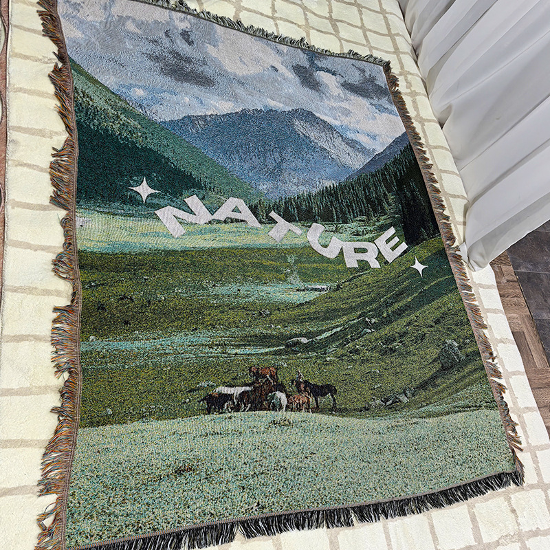 Prirodni krajolik Jacquard gobelin ćebe za kauč i ured