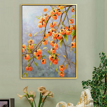 Mona Lisa križno šivanje, 2021 novi dizajn, persimmon motiv, uspravni format, za dnevni boravak i hodnik, mala, jednostavna slika za spavaću sobu