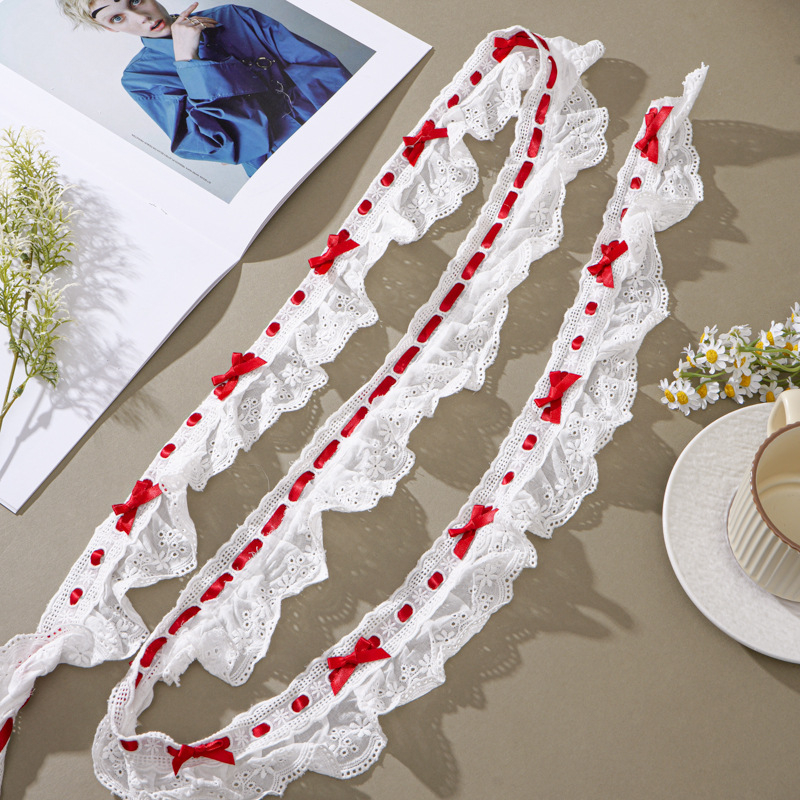 Mašna traka s čipkom za rub suknje i zavjesa, Francuski Lolita rub, plisirana čipka, dodaci za odjeću lutaka, DIY