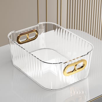 Stolna kutija za kozmetiku, prozirna, lagan luksuzni stil, velika kapaciteta, organizator za ruževe i nakit