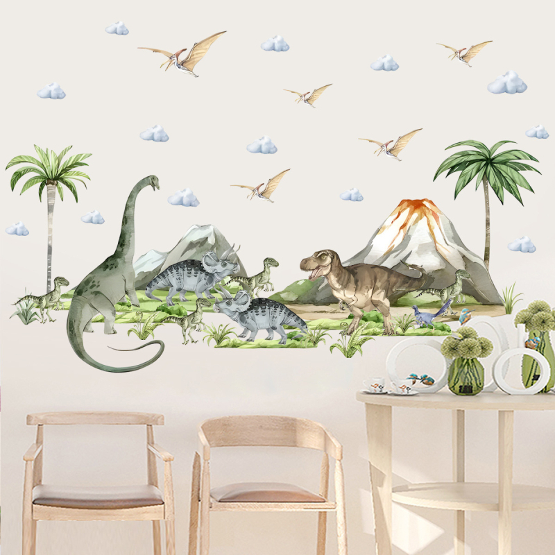 Dinosaurske naljepnice za dječju sobu – dječja soba za dječaka, samoljepljive dekorativne naljepnice za zid (2 komada) KL36026