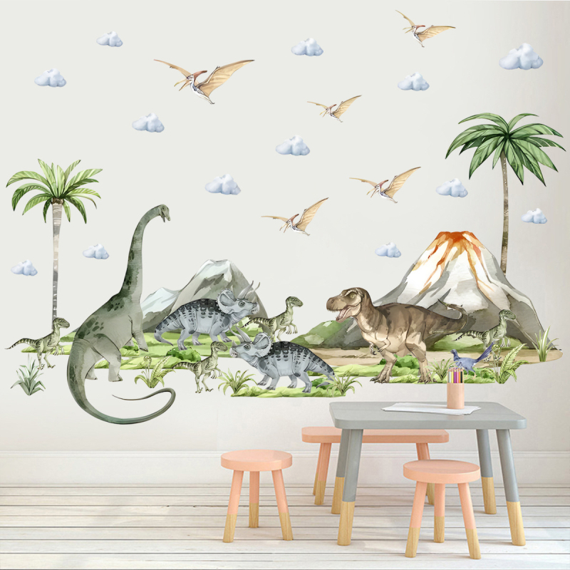Dinosaurske naljepnice za dječju sobu – dječja soba za dječaka, samoljepljive dekorativne naljepnice za zid (2 komada) KL36026