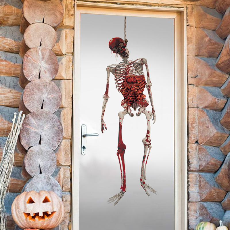 Halloween dekorativne staklene naljepnice za prozore – jezive lubanje, skeleti i duhovi za strašnu atmosferu