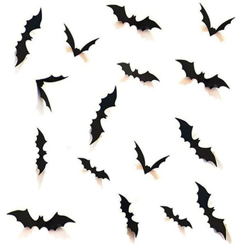 Set od 12 zidnih naljepnica za Halloween - crni 3D šišmiši od PVC za dnevni boravak