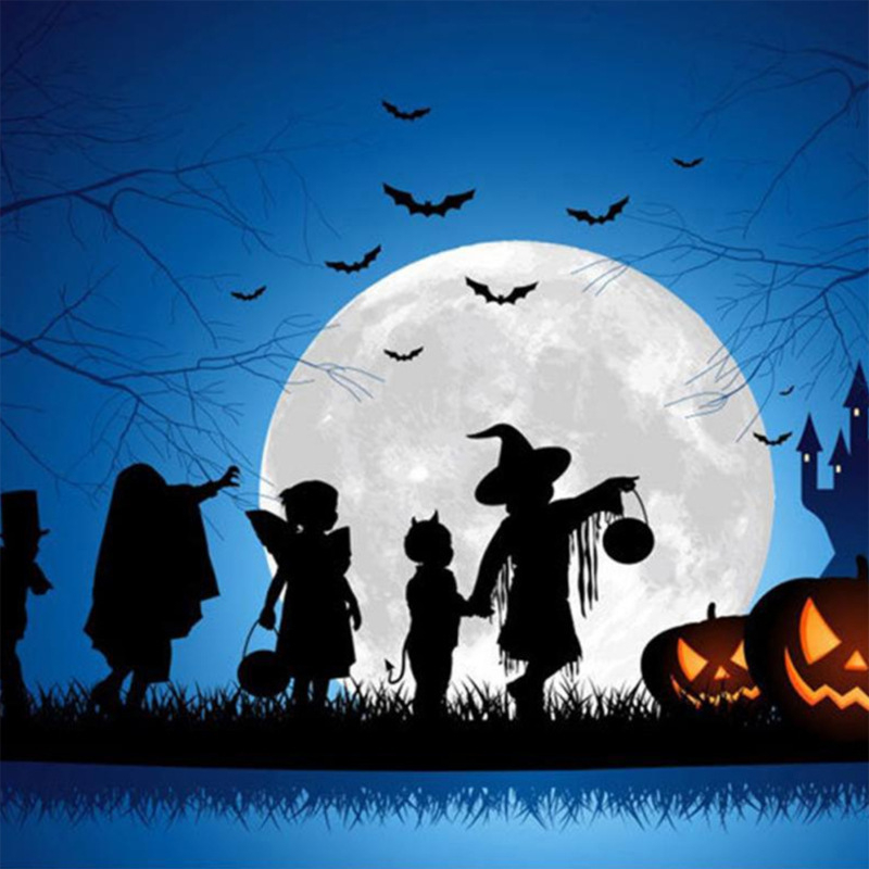 Set od 12 zidnih naljepnica za Halloween - crni 3D šišmiši od PVC za dnevni boravak