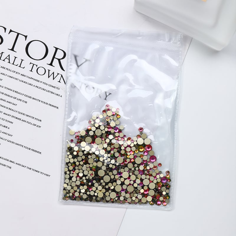 Boje plosnati okrugli kristali za nokte, mješovite veličine, 1440 kom, leptir uzorak, Princess serija