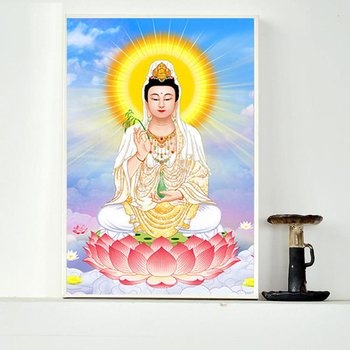 Нова пълна диамантена картина с Guanyin за дневна стая — модерен минималистичен комплект за кръстат бод