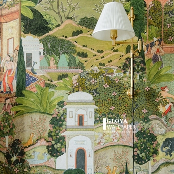 Ταπετσαρία τοίχου Jaipur Garden σε ινδικό στυλ, μεταξωτό υλικό, ρετρό φόντο, διακοσμητική επικάλυψη τοίχου